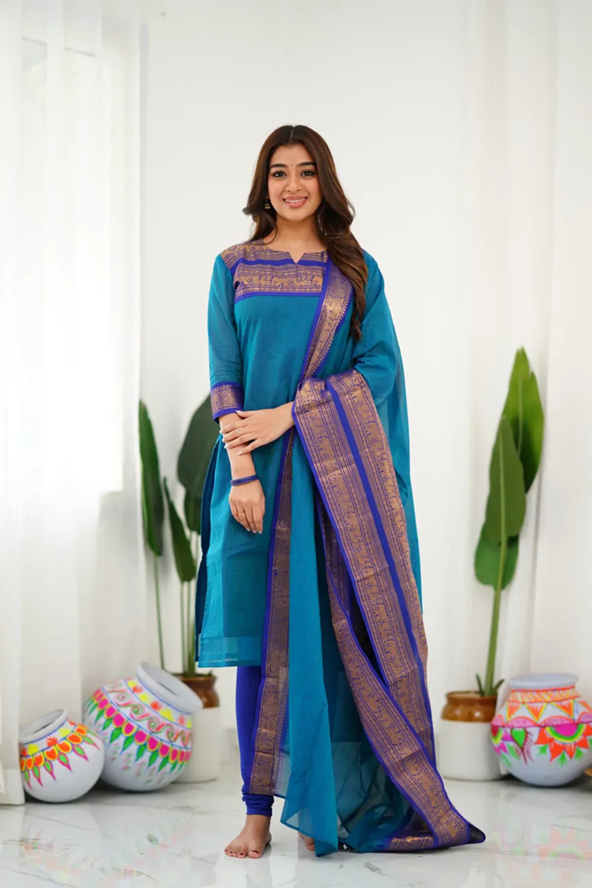 Tnisha Royal Blue Silk Salwar Suits