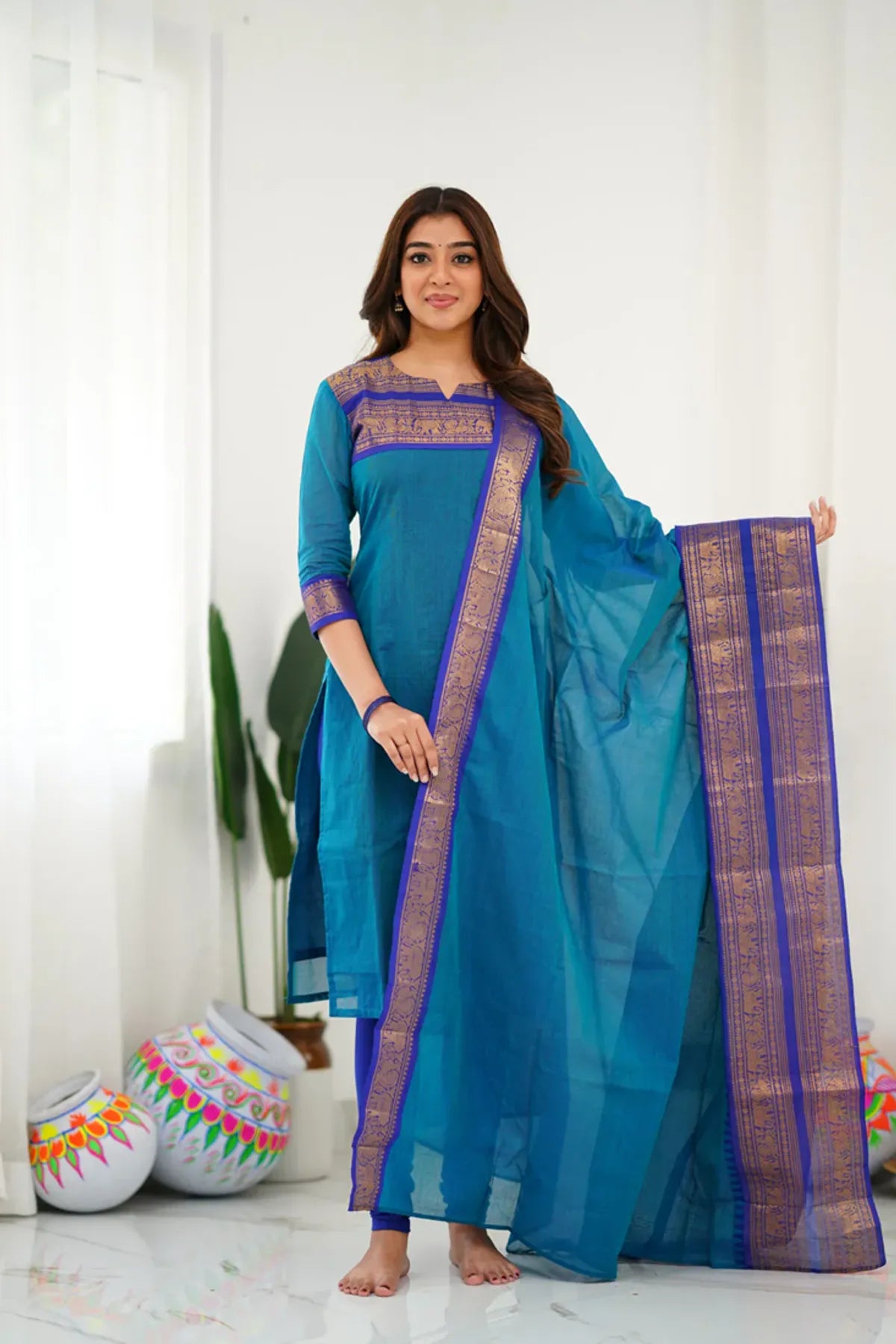Tnisha Royal Blue Silk Salwar Suits