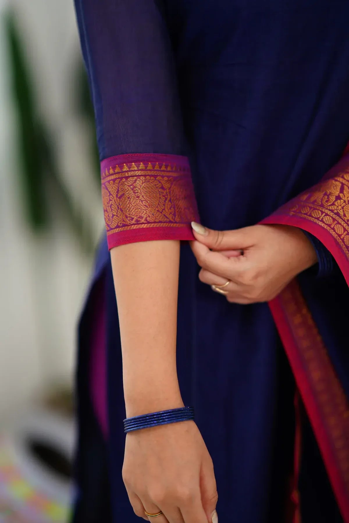 Tnisha Nevy Blue Silk Salwar Suits