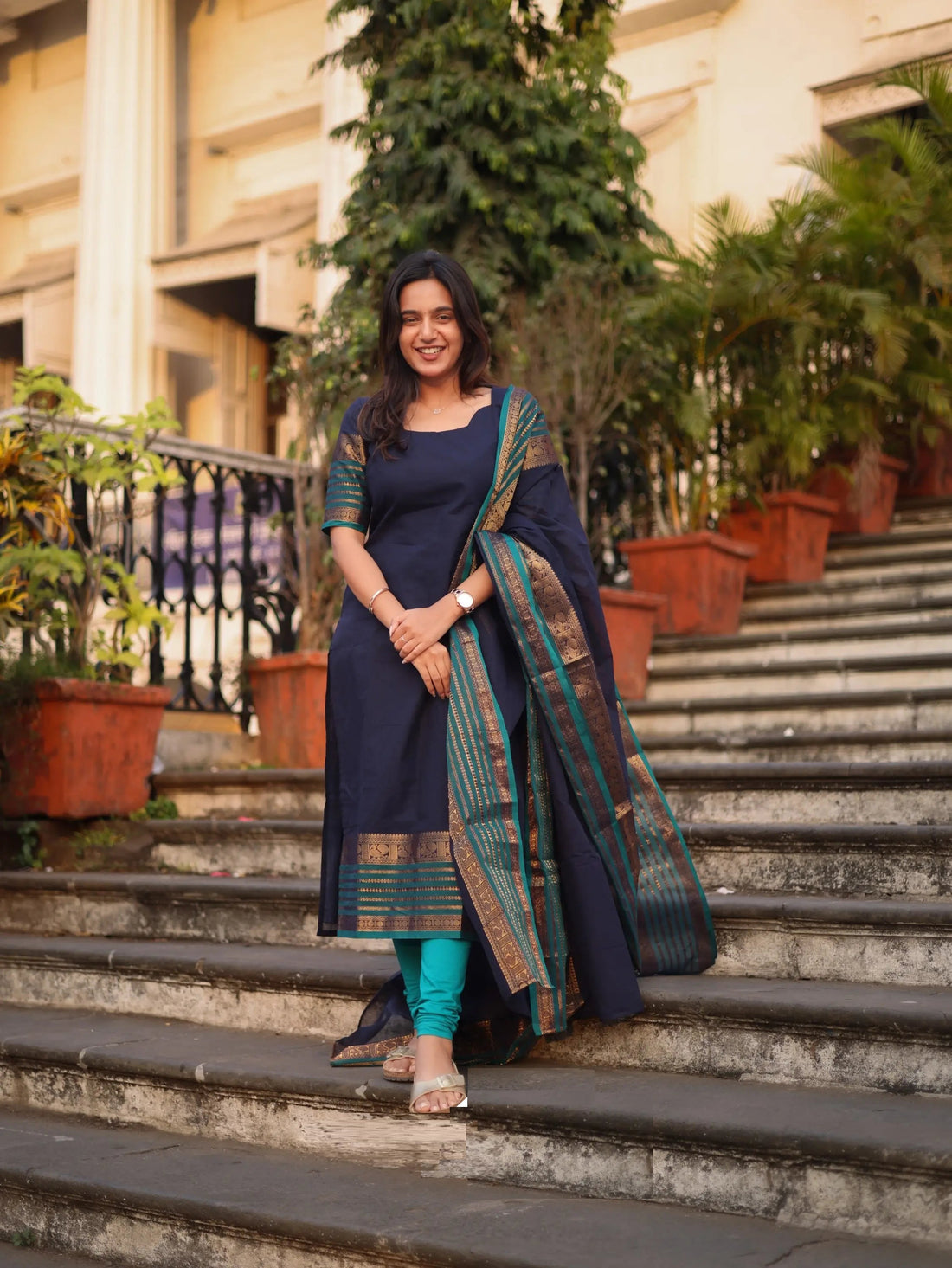 Tnisha Kajal Blue Cotton Salwar Suits