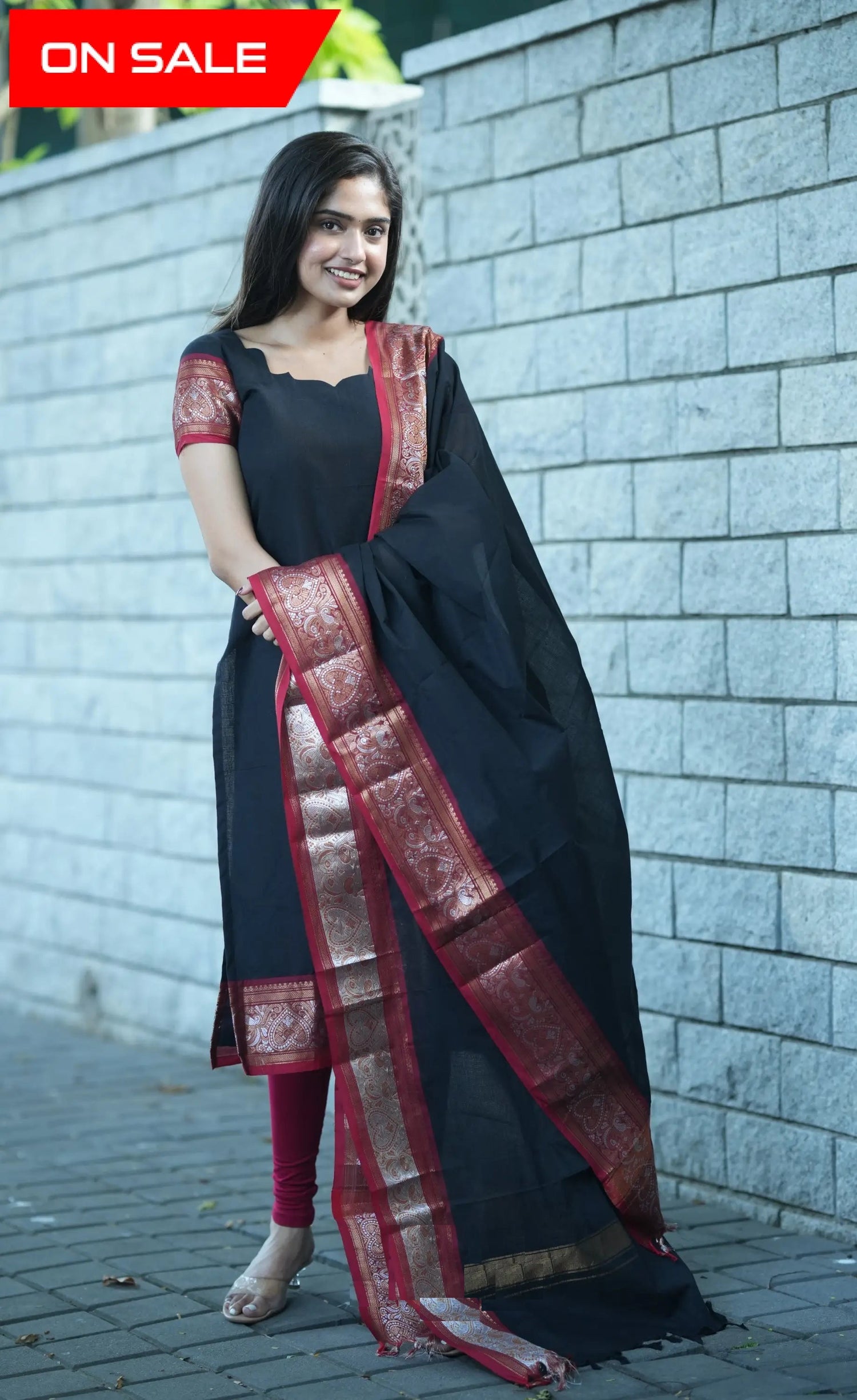 Tnisha Riva Black Cotton Salwar Suits