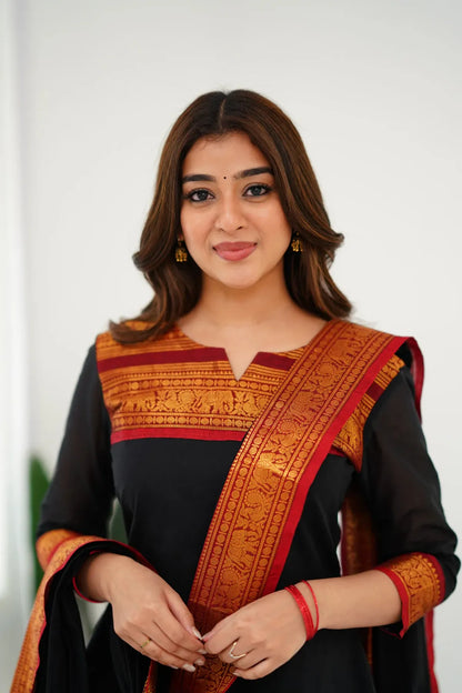 Tnisha Black Silk Salwar Suits