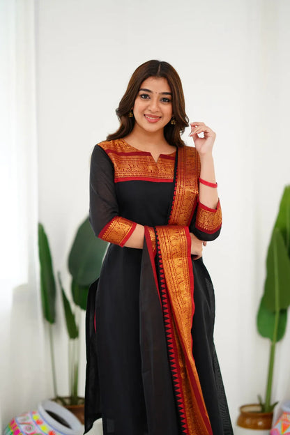 Tnisha Black Silk Salwar Suits